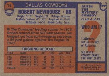 1976 Topps #14 Robert Newhouse Back