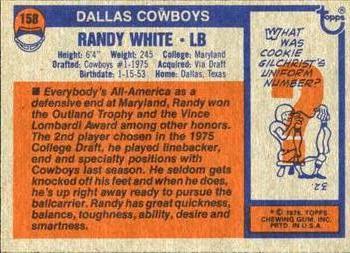 1976 Topps #158 Randy White Back