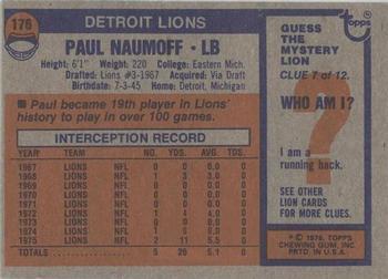 1976 Topps #176 Paul Naumoff Back