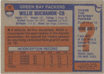 1976 Topps #19 Willie Buchanon Back