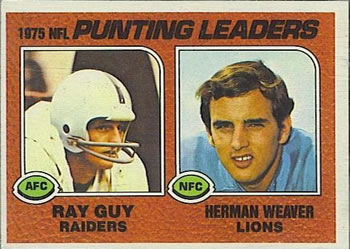 1976 Topps #206 1975 Punting Leaders (Ray Guy / Herman Weaver) Front