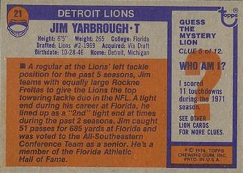 1976 Topps #21 Jim Yarbrough Back