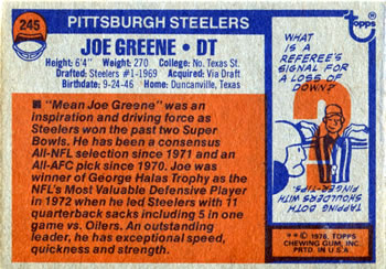1976 Topps #245 Joe Greene Back