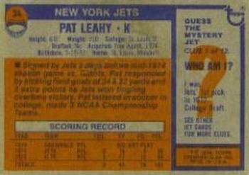 1976 Topps #34 Pat Leahy Back