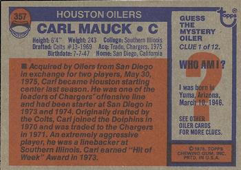 1976 Topps #357 Carl Mauck Back
