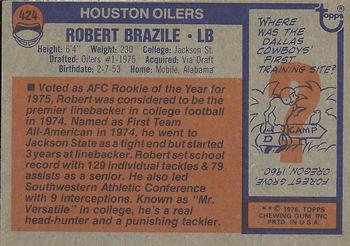 1976 Topps #424 Robert Brazile Back