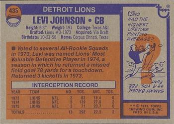 1976 Topps #433 Levi Johnson Back