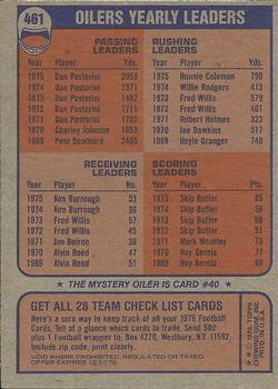 1976 Topps #461 Houston Oilers Back