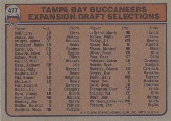 1976 Topps #477 Tampa Bay Buccaneers Back