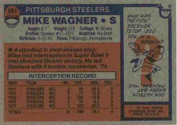 1976 Topps #501 Mike Wagner Back