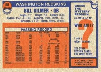 1976 Topps #55 Bill Kilmer Back