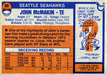 1976 Topps #66 John McMakin Back