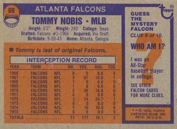 1976 Topps #69 Tommy Nobis Back