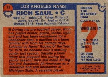 1976 Topps #77 Rich Saul Back