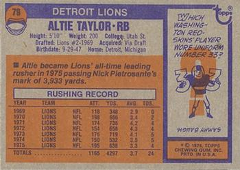 1976 Topps #79 Altie Taylor Back