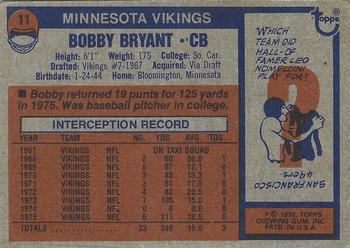 1976 Topps #11 Bobby Bryant Back