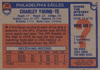1976 Topps #20 Charle Young Back