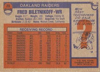 1976 Topps #25 Fred Biletnikoff Back