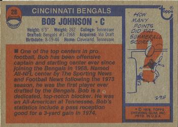 1976 Topps #28 Bob Johnson Back