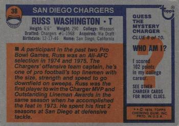 1976 Topps #38 Russ Washington Back