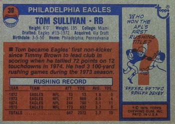 1976 Topps #39 Tom Sullivan Back