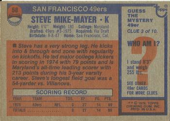 1976 Topps #58 Steve Mike-Mayer Back