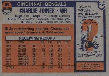 1976 Topps #89 Charlie Joiner Back