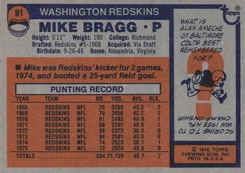 1976 Topps #91 Mike Bragg Back