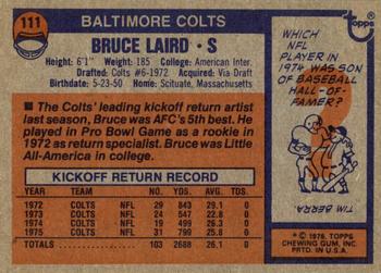 1976 Topps #111 Bruce Laird Back