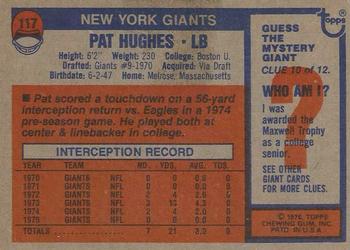1976 Topps #117 Pat Hughes Back