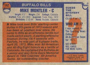 1976 Topps #142 Mike Montler Back