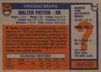 1976 Topps #148 Walter Payton Back