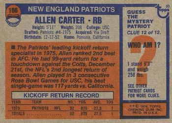 1976 Topps #166 Allen Carter Back
