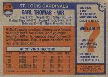 1976 Topps #179 Earl Thomas Back