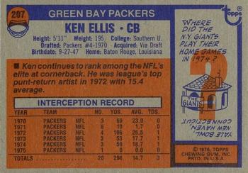 1976 Topps #207 Ken Ellis Back