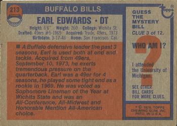 1976 Topps #213 Earl Edwards Back