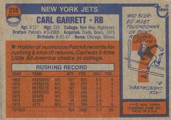 1976 Topps #218 Carl Garrett Back