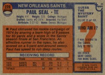 1976 Topps #228 Paul Seal Back