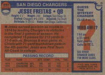 1976 Topps #237 Jesse Freitas Back