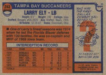1976 Topps #243 Larry Ely Back