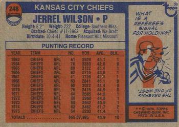 1976 Topps #248 Jerrel Wilson Back