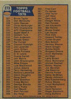 1976 Topps #273 Checklist: 265-396 Back