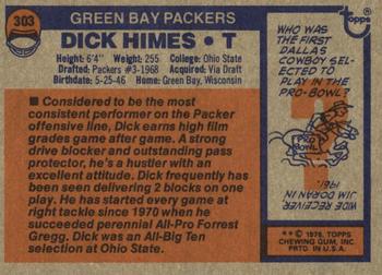 1976 Topps #303 Dick Himes Back