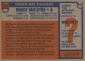 1976 Topps #322 Bruce Van Dyke Back
