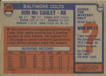 1976 Topps #328 Don McCauley Back