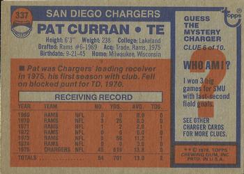 1976 Topps #337 Pat Curran Back