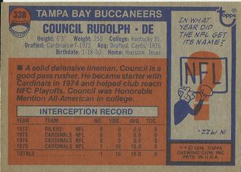 1976 Topps #338 Council Rudolph Back