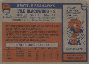1976 Topps #347 Lyle Blackwood Back
