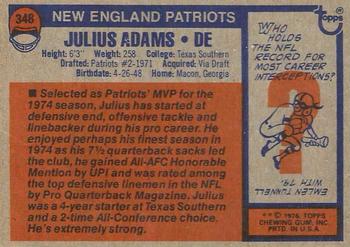 1976 Topps #348 Julius Adams Back