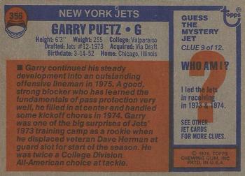 1976 Topps #356 Garry Puetz Back